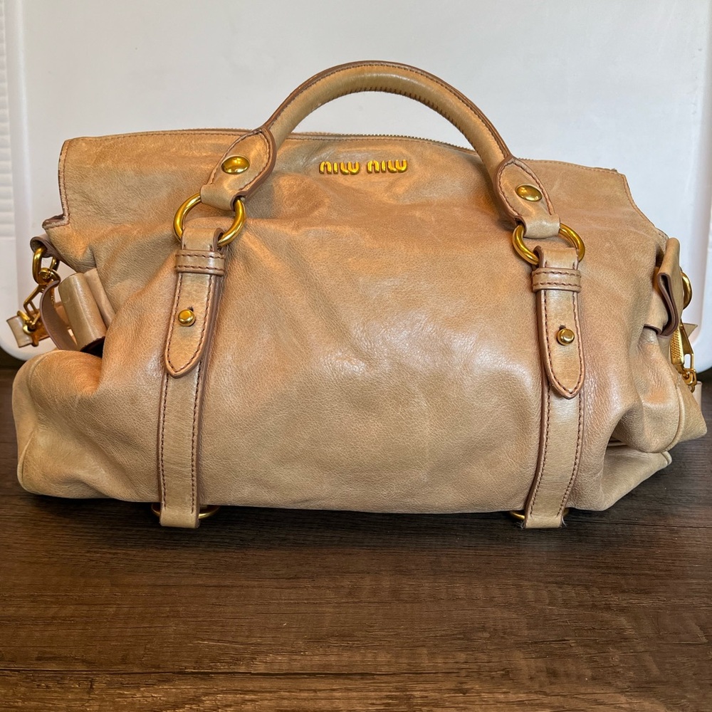 Miu Miu Beige Leather Satchel